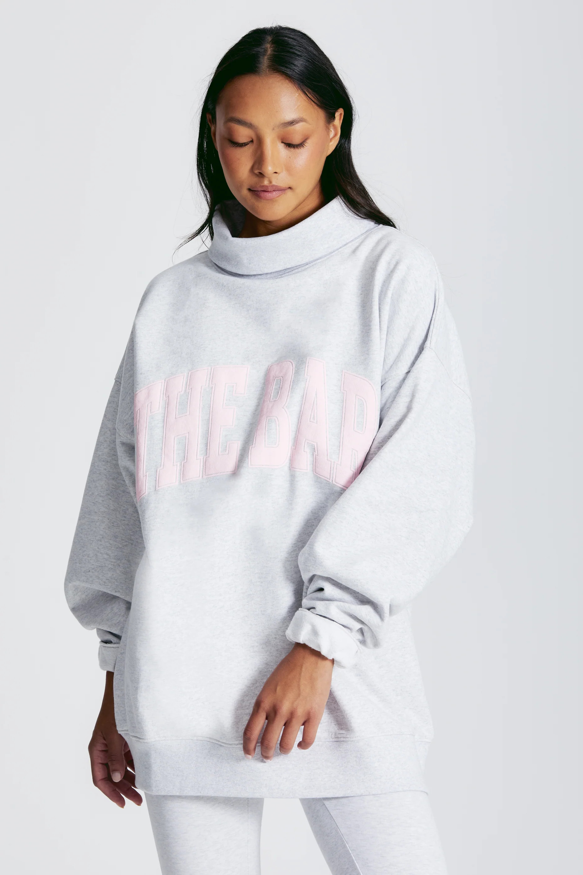 CHARLES HIGHEST NECK SWEATSHIRT LT HEATHER GREY/BLUSH | The Bar
