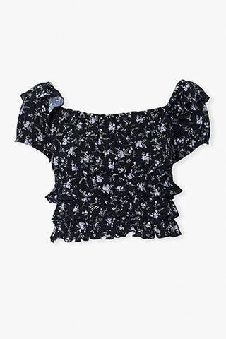Forever 21 Floral Print Crop Top , Black/multi | Forever 21 (US)