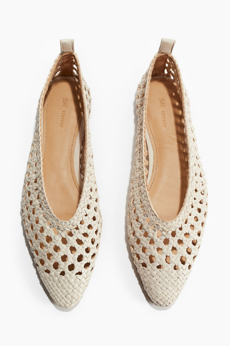 H & M - Braided leather ballet pumps - Beige | H&M (UK, MY, IN, SG, PH, TW, HK)