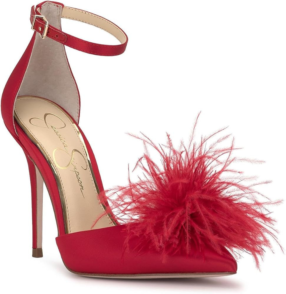 Jessica Simpson Womens Wolistie Pointed Toe Evening Ankle Strap | Amazon (US)