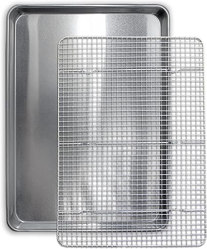 Commercial Quality Cookie Sheet and Rack - Aluminum Half Sheet Baking Pan and Stainless Steel Coo... | Amazon (US)