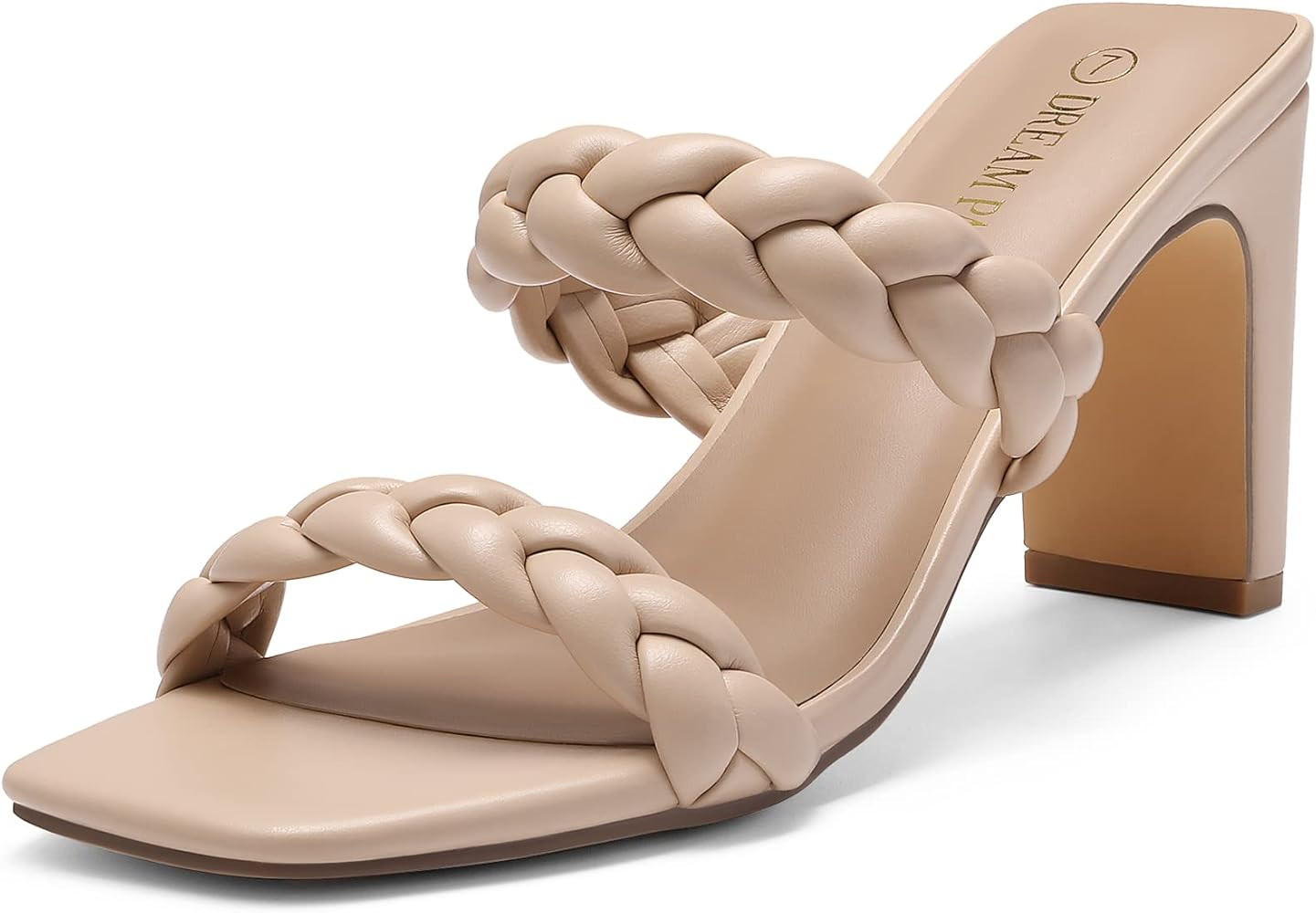 DREAM PAIRS Women's Two Strap Square Open Toe High Block Heels Sandals Strappy Wedding Dress Shoe... | Amazon (US)