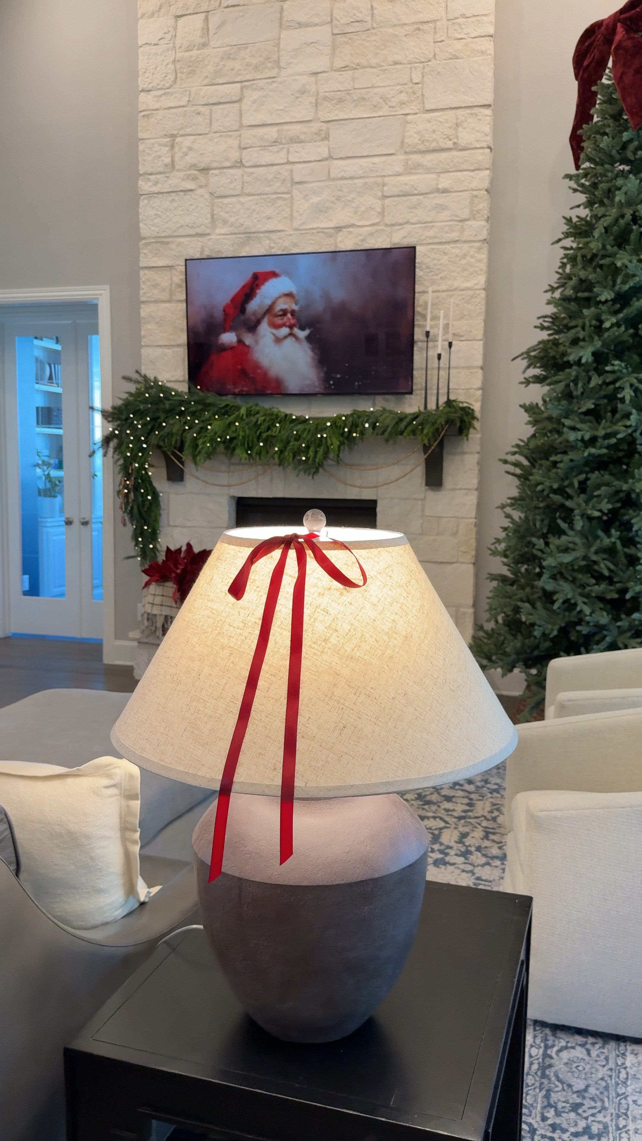 Christmas decor living room styling, burgundy bows, red bows, traditional Christmas, timeless Christmas, Christmas inspiration 

#LTKVideo #LTKHoliday #LTKSeasonal