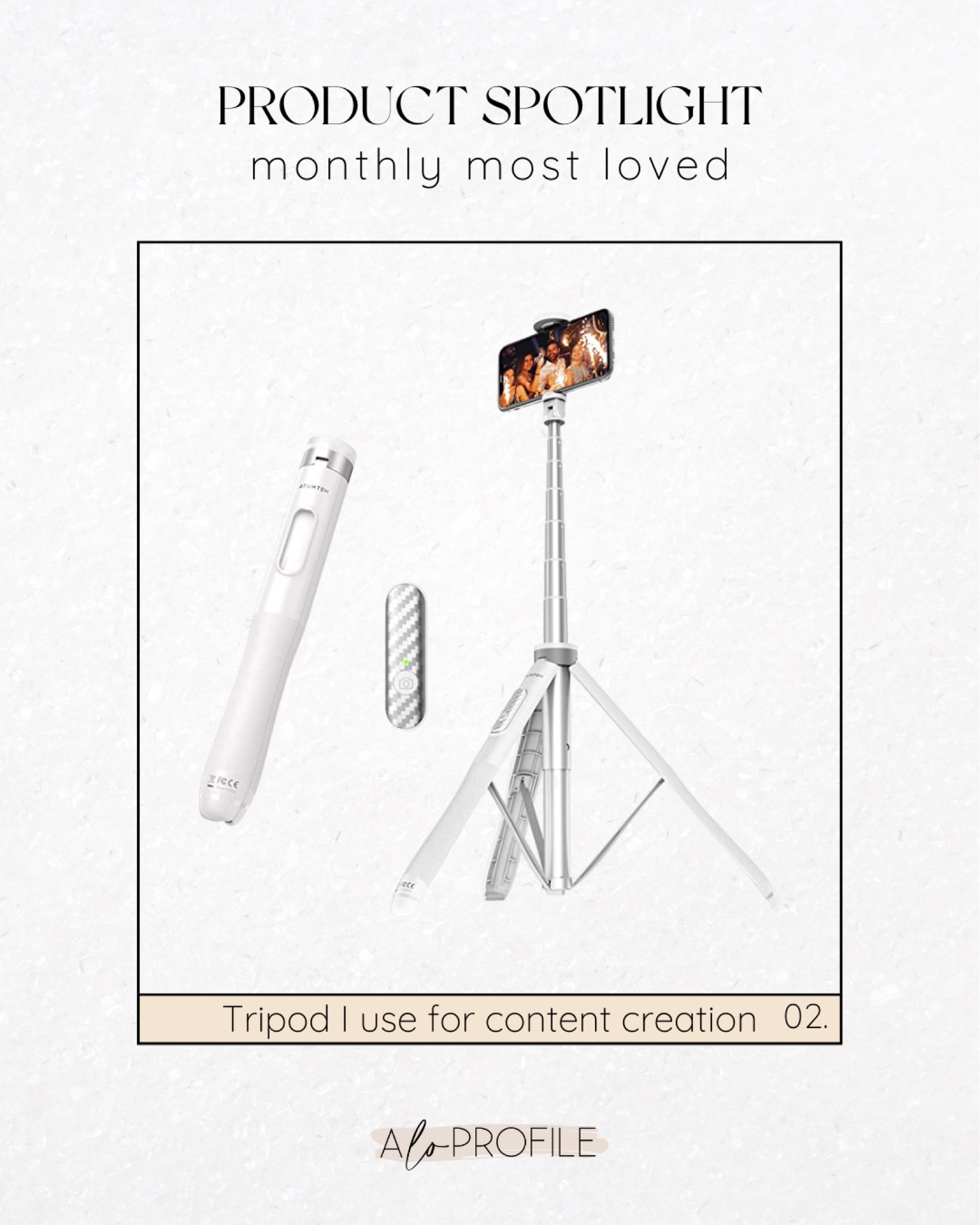 The tripod and remote I use for content creation. 