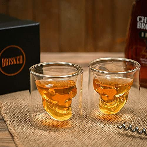 Amazon.com | Skull Shot Glass for Whiskey, Vodka, and Cocktail. Spooky 2 Piece Set for Liquor. Be... | Amazon (US)