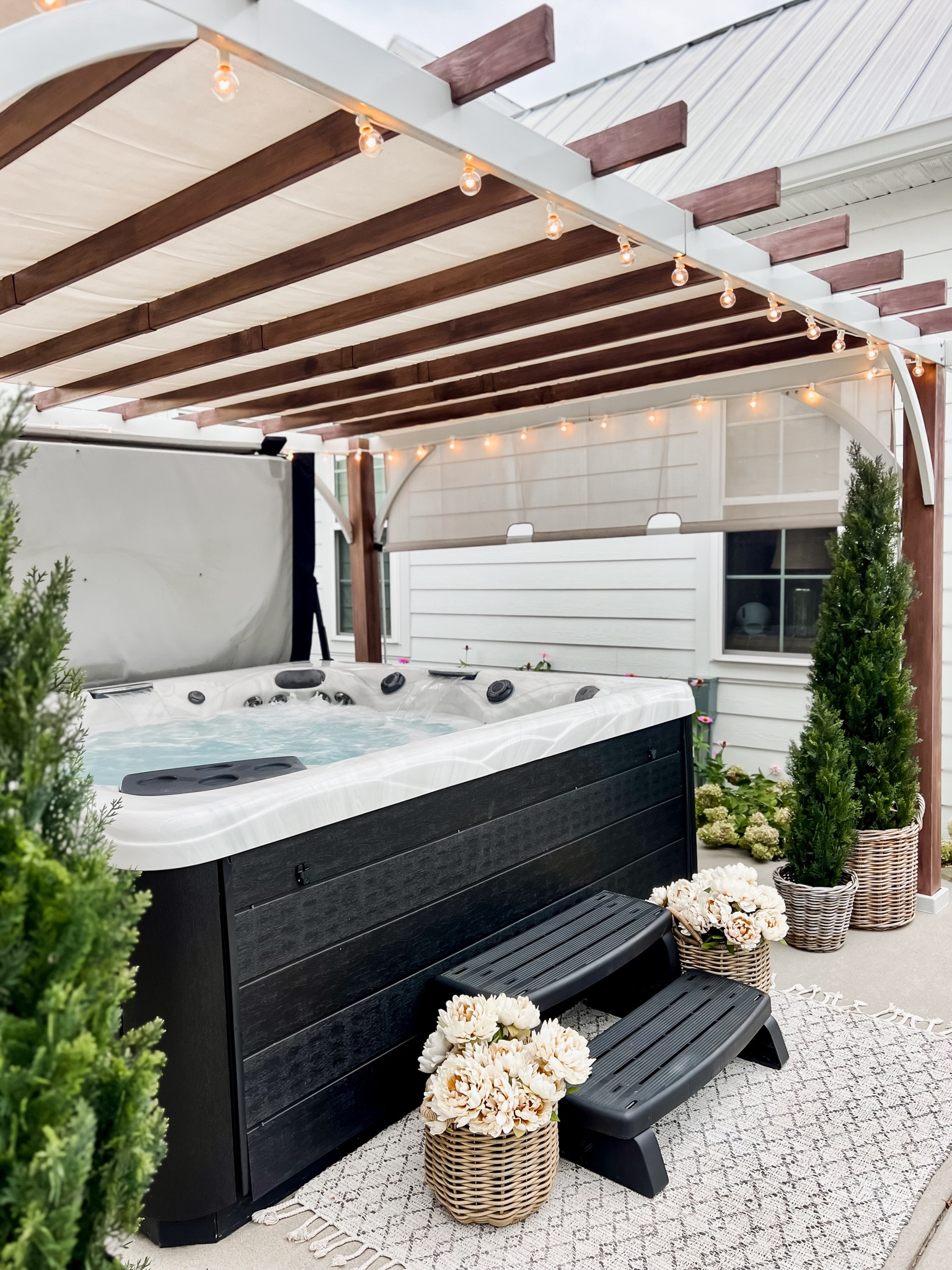 Our hot tub is ready for the fall and winter season! I love decorating around it with these gorgeous faux cedar trees! 

#LTKSeasonal #LTKStyleTip #LTKHome