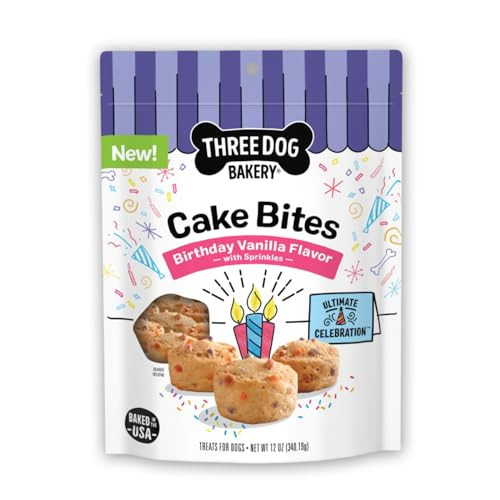 Three Dog Bakery Ultimate Celebration Cake Bites, Soft-Baked Dog Treats and Cookies with Real Ingredients, 12 oz | Amazon (US)