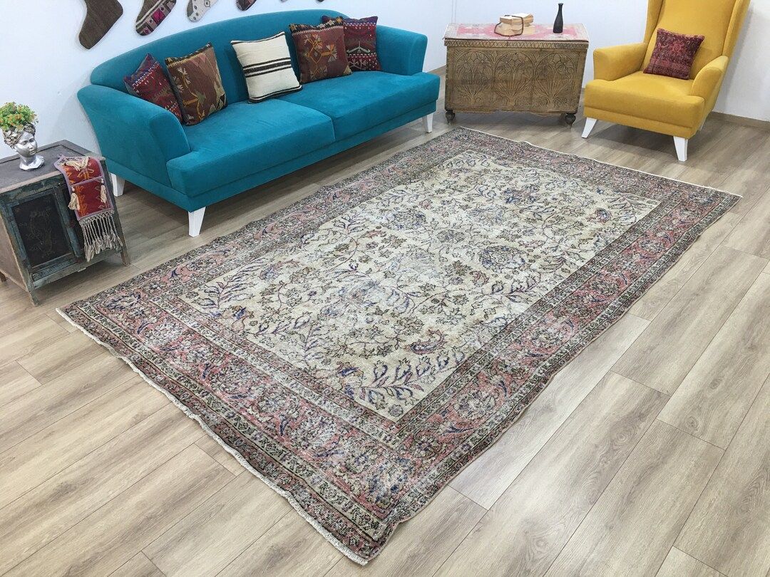 Oversize rug, Large area rug, Vintage rug, Floral rug, Livingroom rug, 6.4 x 10.4 ft, Floral rug,... | Etsy (US)