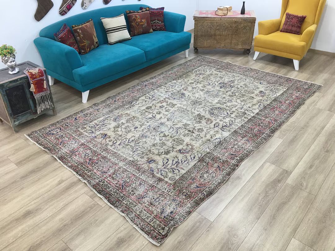 Oversize rug, Large area rug, Vintage rug, Floral rug, Livingroom rug, 6.4 x 10.4 ft, Floral rug,... | Etsy (US)
