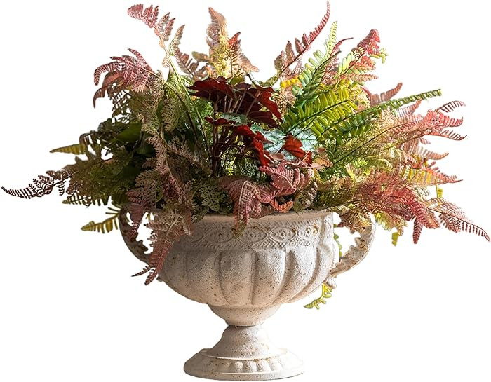 Vintage Urn Planter with Embossed Pattern, Decorative Flower Pot, Classic Round Plant Pot, Europe... | Amazon (US)