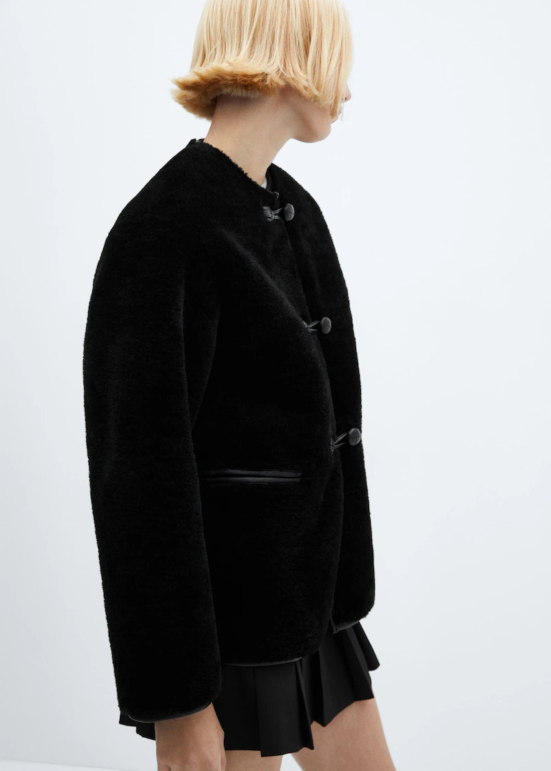 Fur-effect coat with appliqués -  Women | Mango USA | MANGO (US)
