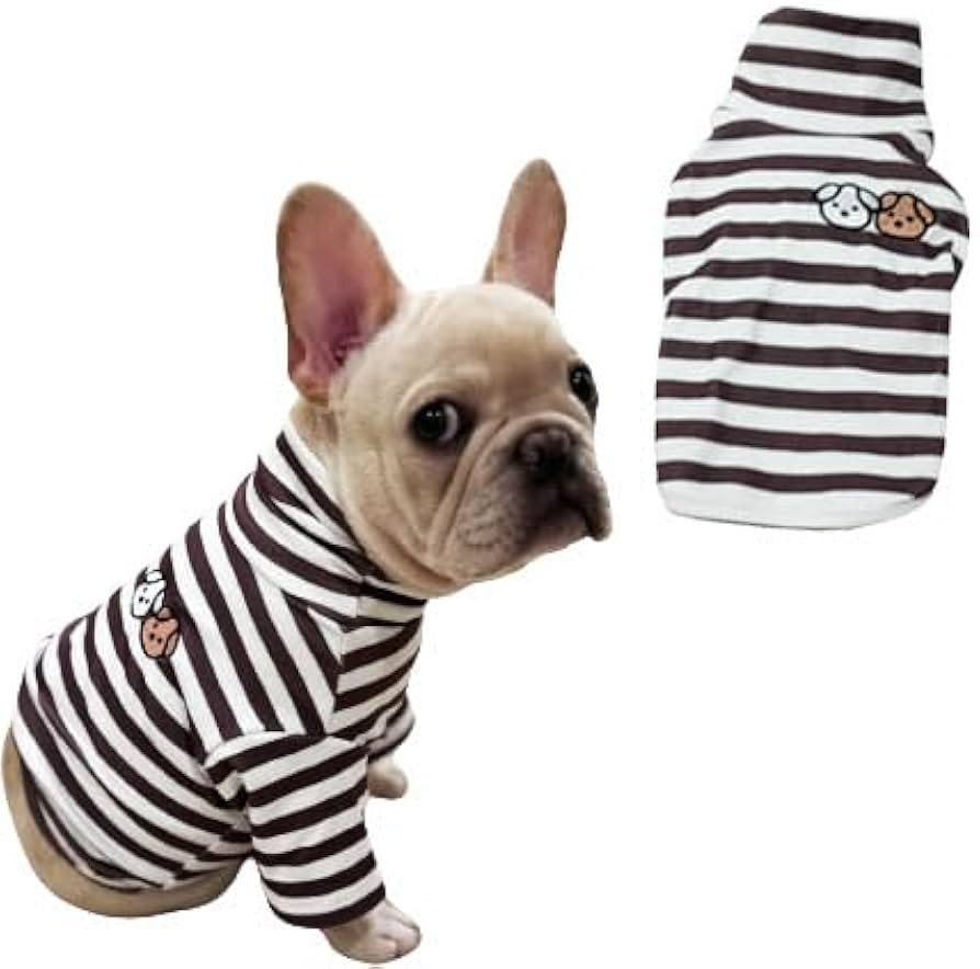 Cute Doggie Embroidery Dog Shirt Turtleneck Dog Sweater Stretchy Pet Cotton Striped T-Shirt Puppy... | Amazon (US)