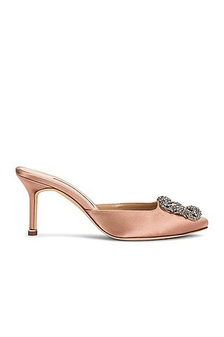 Manolo Blahnik Hangisimu 70 Mule in Nude | FWRD 
