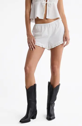 Abound Ruffle Mini Shorts in White Blanc at Nordstrom Rack, Size X-Large | Nordstrom Rack