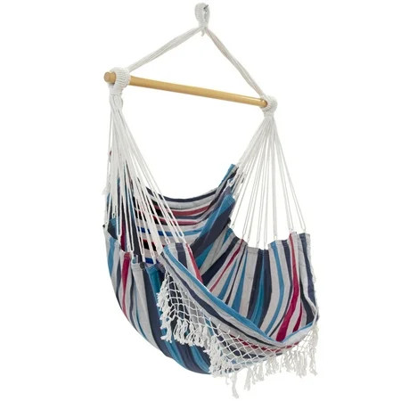 Vivere Brazilian Single Hammock Chair with fringe (Denim) | Walmart (US)