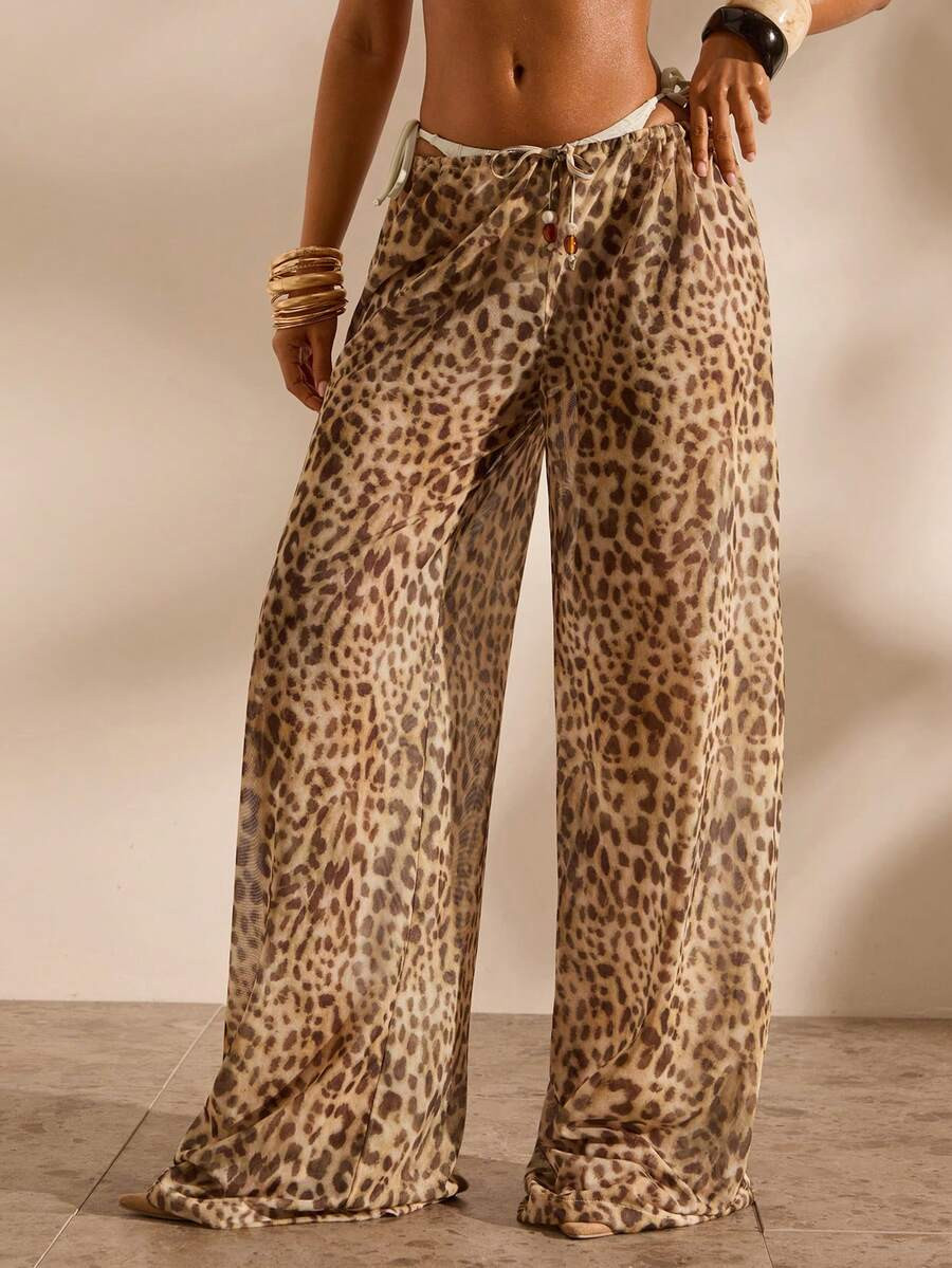 Opulessa Women's Leopard Print Palazzo Pants | SHEIN