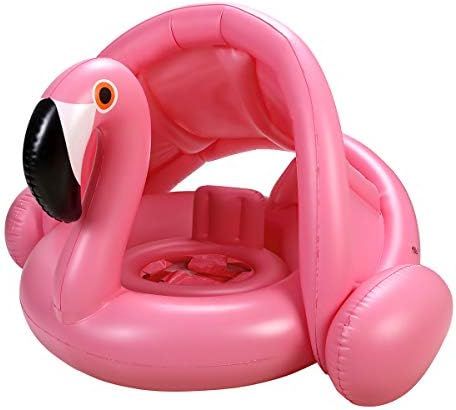 Baby Pool Float with Canopy,Flamingo Inflatable Swimming Ring,Infant Pool Floaties Swimming Pool ... | Amazon (US)
