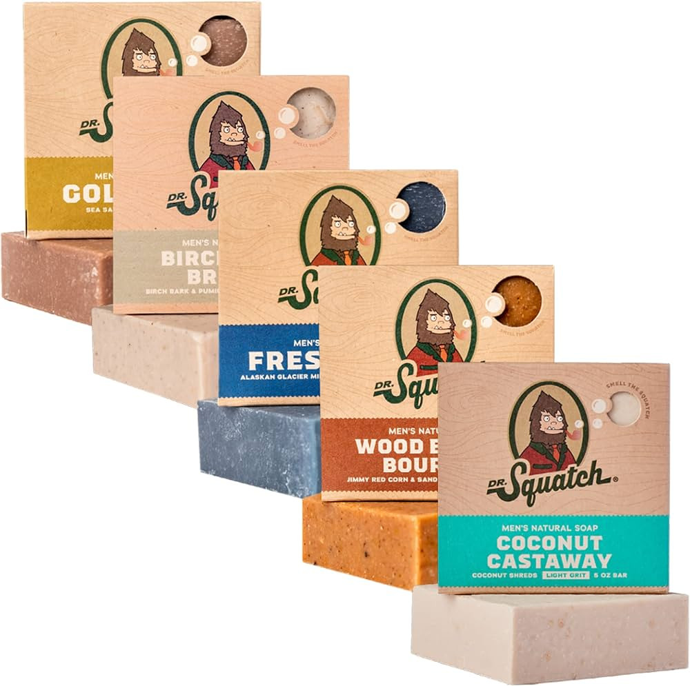 Dr. Squatch All Natural Bar Soap for Men, 5 Bar Variety Pack - NEW Coconut Castaway, Wood Barrel ... | Amazon (US)
