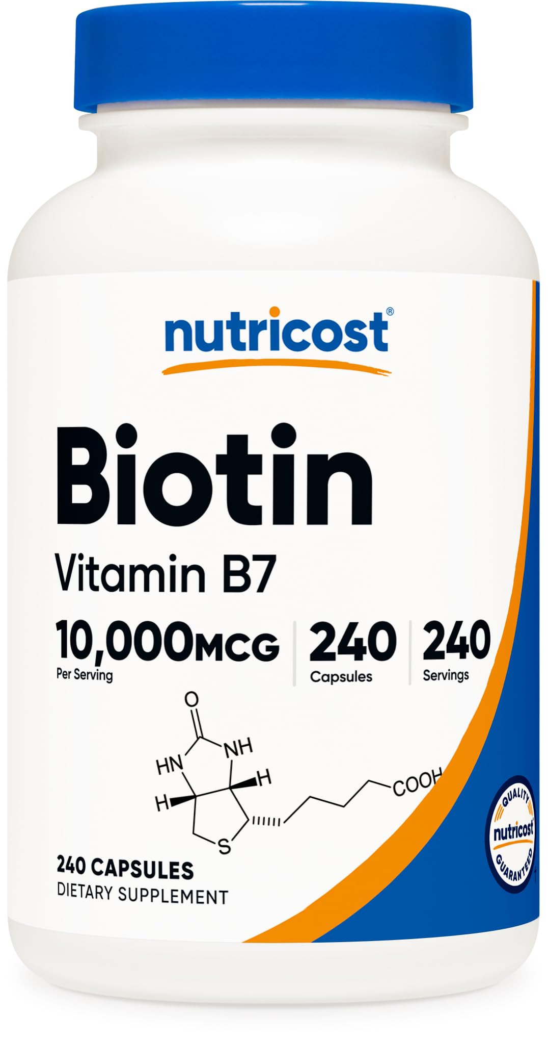 Suplemento Nutricost Biotin (Vitamina B7) 0.00035 oz, 240 cápsulas, 1 botella, 1 | Amazon (US)