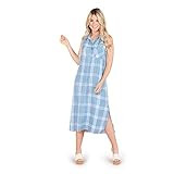Mud Pie Women Blue Plaid Lou Button-Down Maxi Dress (Small) | Amazon (US)