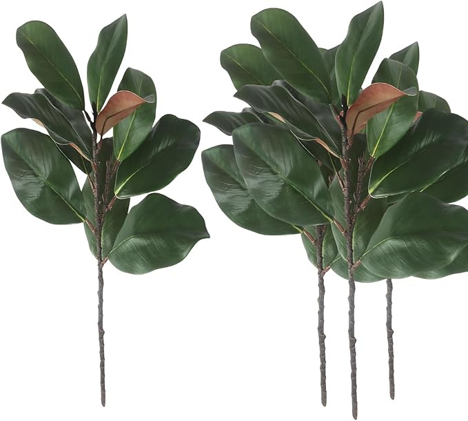 4 Pcs Artificial Magnolia Leaves Branches 22inch 3D Fake Magnolia Leaves Plant for Office Family ... | Amazon (US)
