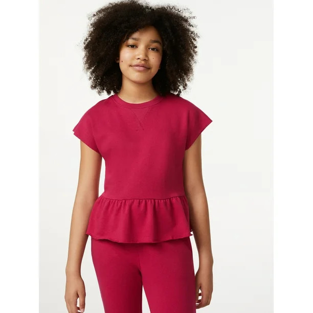 Free Assembly Girls Peplum Hem Sweatshirt, Sizes 4-18 - Walmart.com | Walmart (US)
