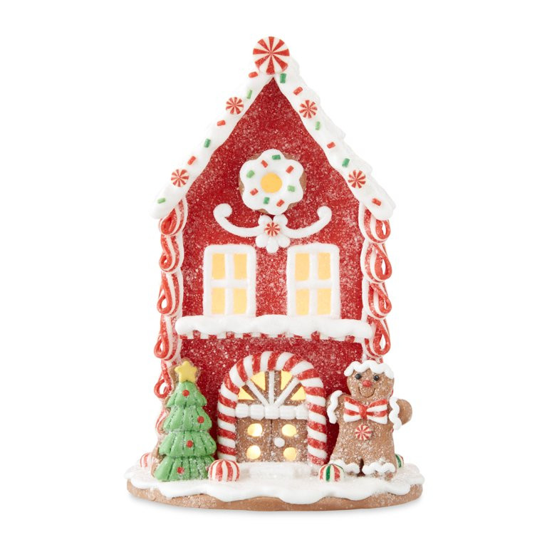 Holiday Time LED Red White Led Gingerbread House - Walmart.com | Walmart (US)
