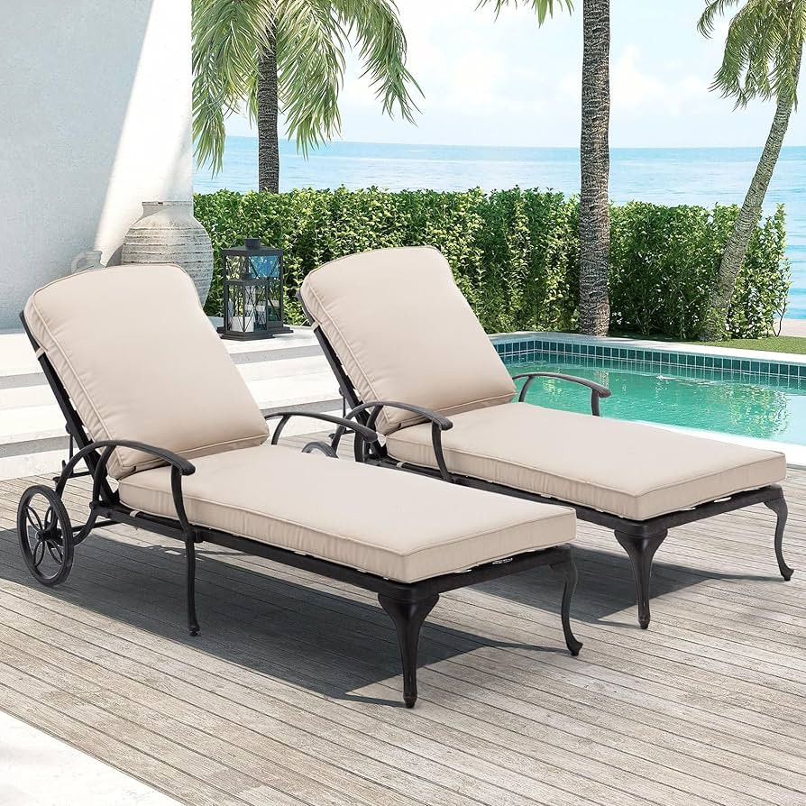 Villeston Chaise Lounge Chair Outdoor- Set of 2 Patio Pool Chairs Tanning Lounges for Outside Bea... | Amazon (US)
