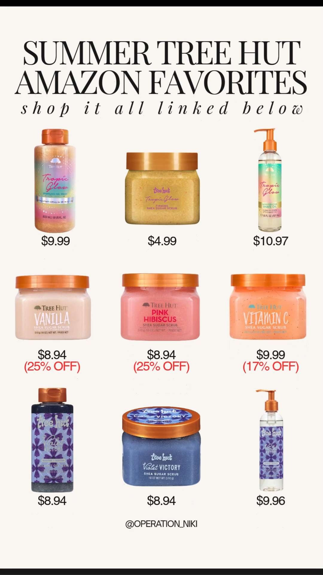 Locking in a nourishing body care routine is the absolute best way to keep your skin glowing, hydrated, and silky smooth all summer long. ☀️ Taking a few extra minutes for yourself makes your daily shower routine feel like a luxurious spa reset.



Shop this entire summer body care lineup linked below! 🛍️



Follow for more @OPERATION_NIKI on IG, TikTok, & Facebook

#TreeHut #BodyCareRoutine #AmazonFinds #OperationNiki #SelfCareReset #ShowerEssentials #GlowingSkin #SummerBeauty #BodyScrub #HygieneRoutine 

 #LTKmorningroutine #LTKselfcare #LTKBeauty