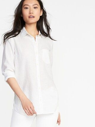 Old Navy Womens Relaxed Classic Linen-Blend Shirt For Women Bright White Size L | Old Navy US