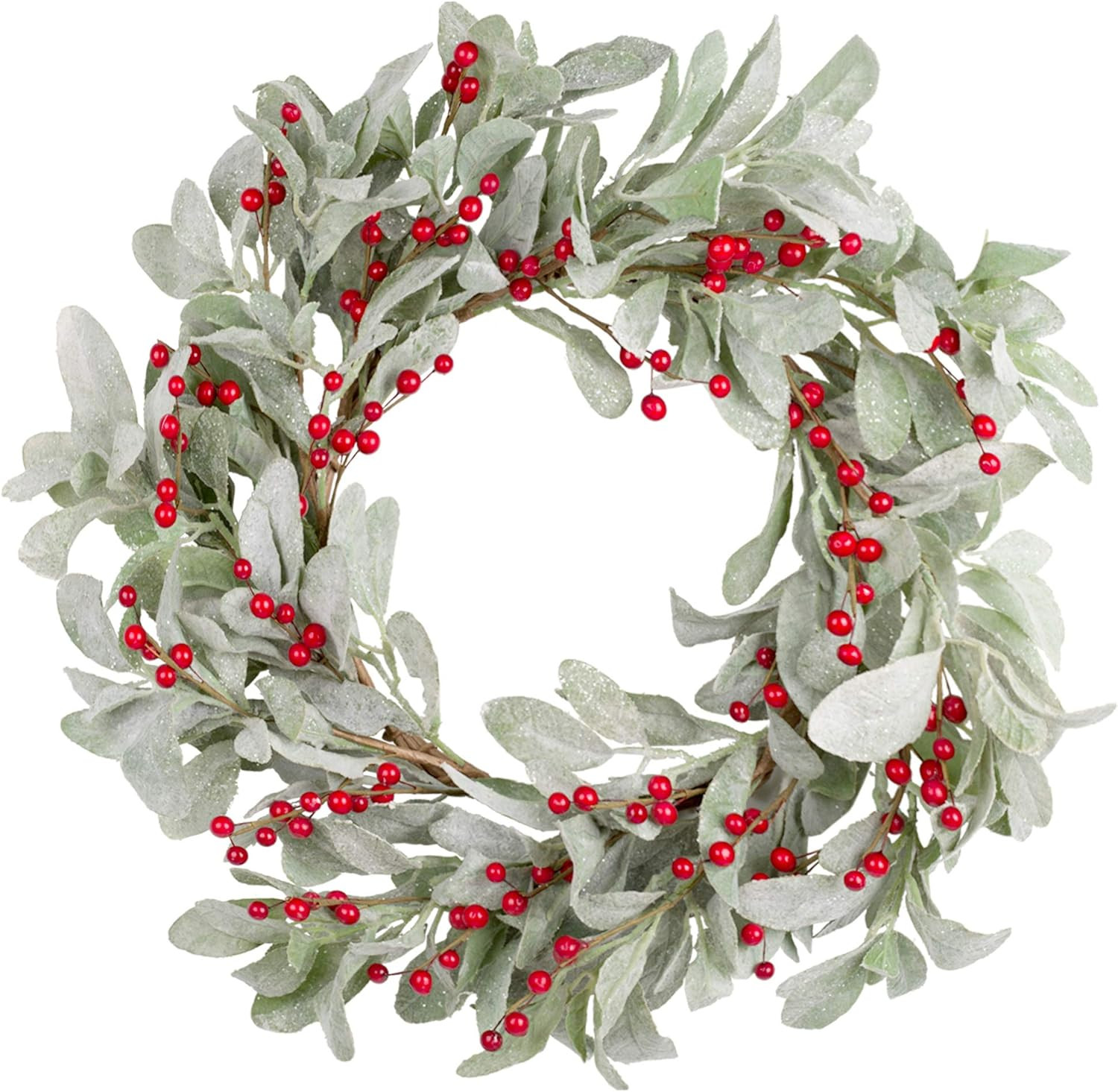 18 Inch Christmas Wreath Green Leaves Wreath Berry Wreath for Front Door Christmas Decorations wi... | Amazon (US)