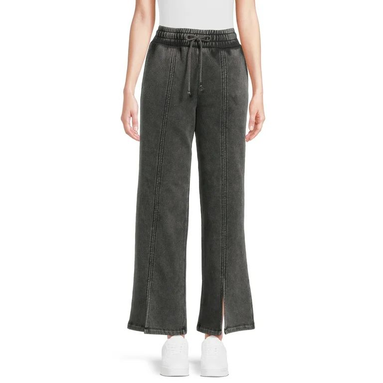 Self Esteem Juniors Washed Wide Leg Sweatpants with Slits, Sizes XS-XL | Walmart (US)