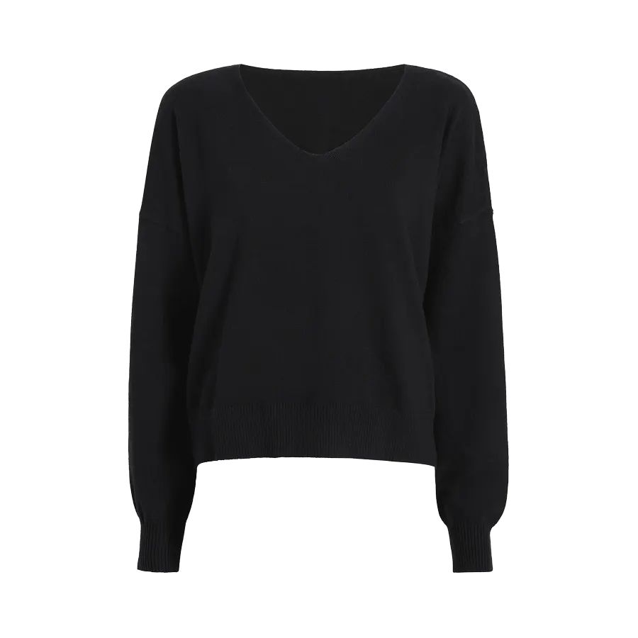 Luxe Knit V-Neck Sweater | Black - nuuds | nuuds