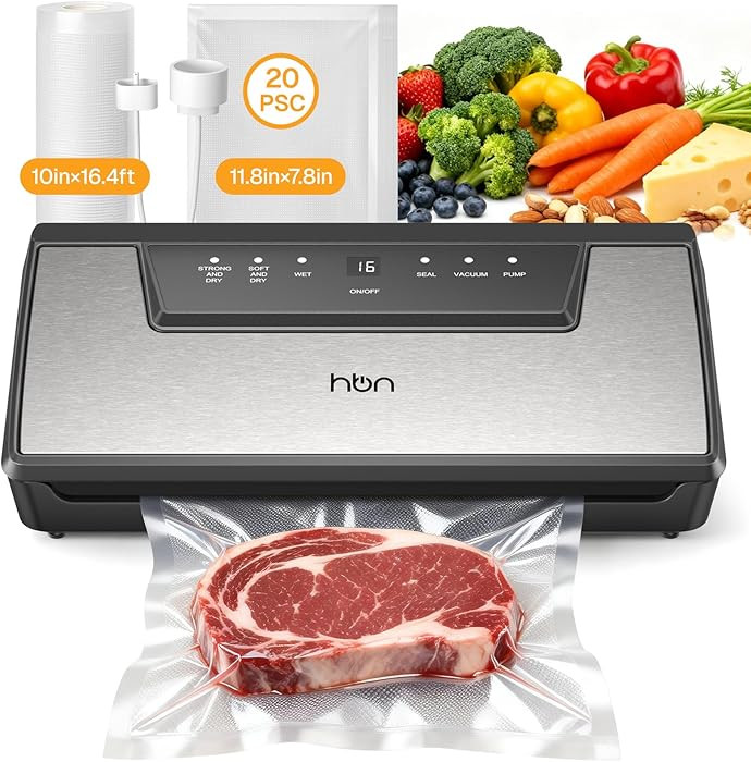 HBN Vacuum Sealer Machine Commercial Automatic Food Vacuum Sealer Built-in Cutter & Bag Storage C... | Amazon (US)