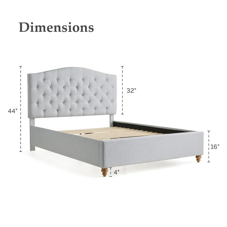 My Texas House Anna Diamond Tufted Upholstered Platform Bed, Full, Gray | Walmart (US)