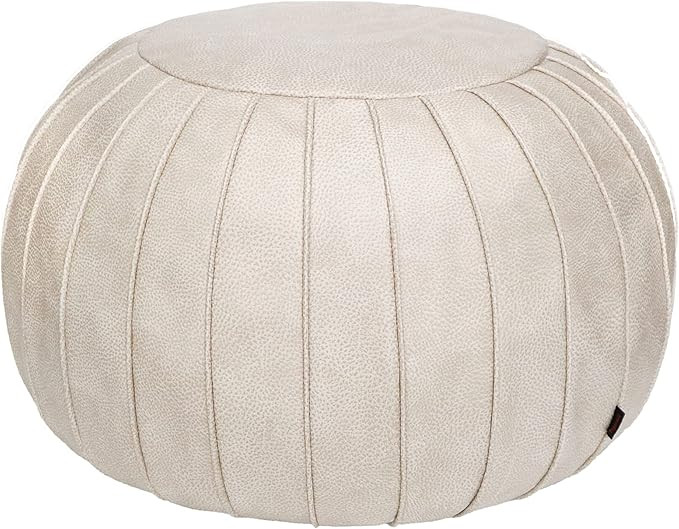 Thgonwid Handmade Round Pouf Foot Stool Ottoman- Storage Floor Cushion Footstool for Living Room,... | Amazon (US)