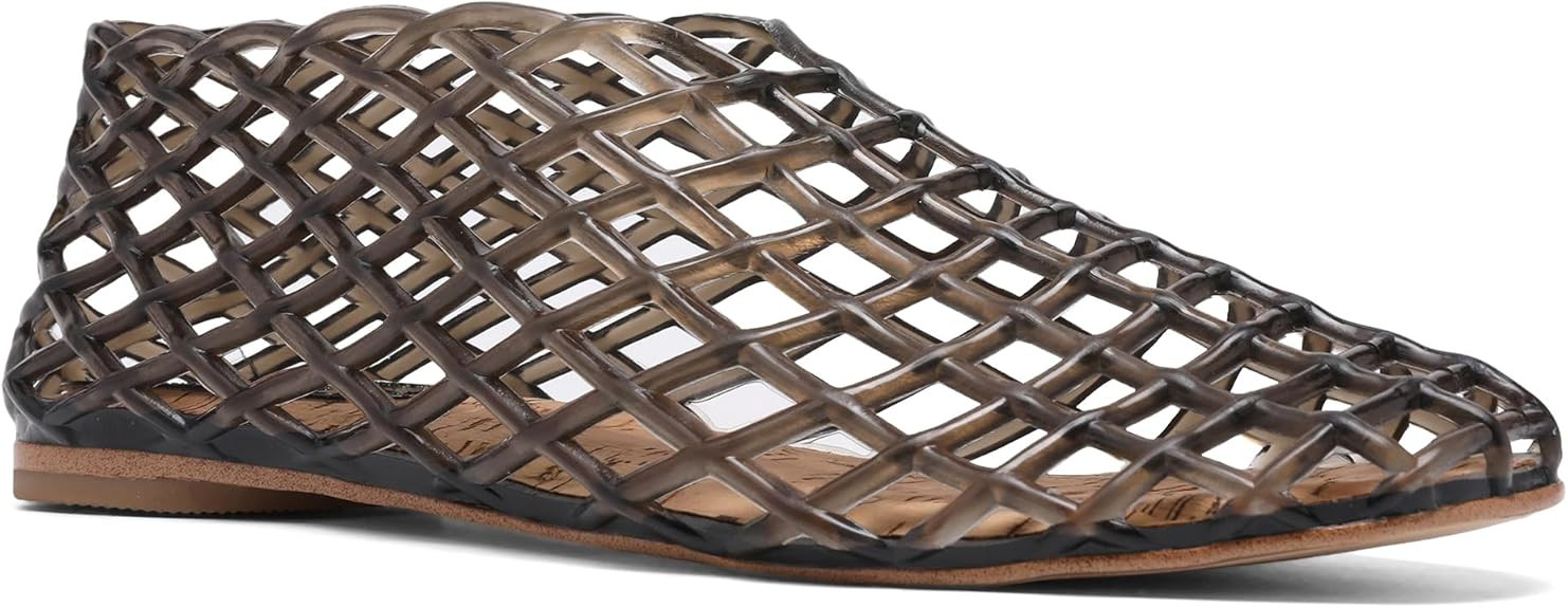 Red Jelly Mesh Ballet Flats for Women Adult Clear Hollow Jelly Sandals Beach Ballerina Jellies Sh... | Amazon (US)