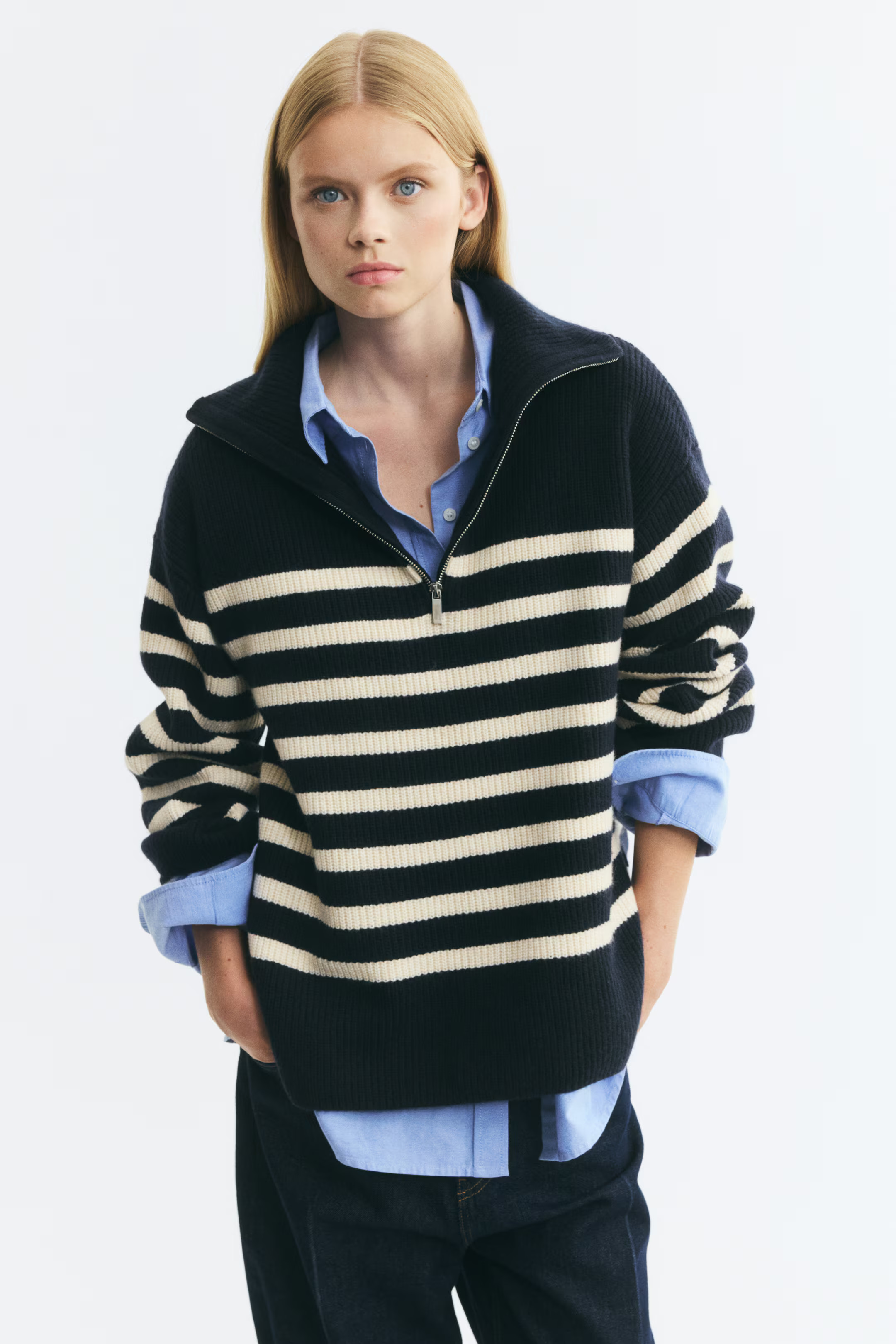 Langer Pullover mit Zipper | H&M (DE, AT, CH, NL, FI)