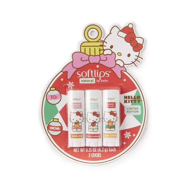 Softlips Hello Kitty Natural Lip Balm 3 Sticks Limited Edition ~ Vanilla Chai ~ Frosted Cranberry... | Walmart (US)