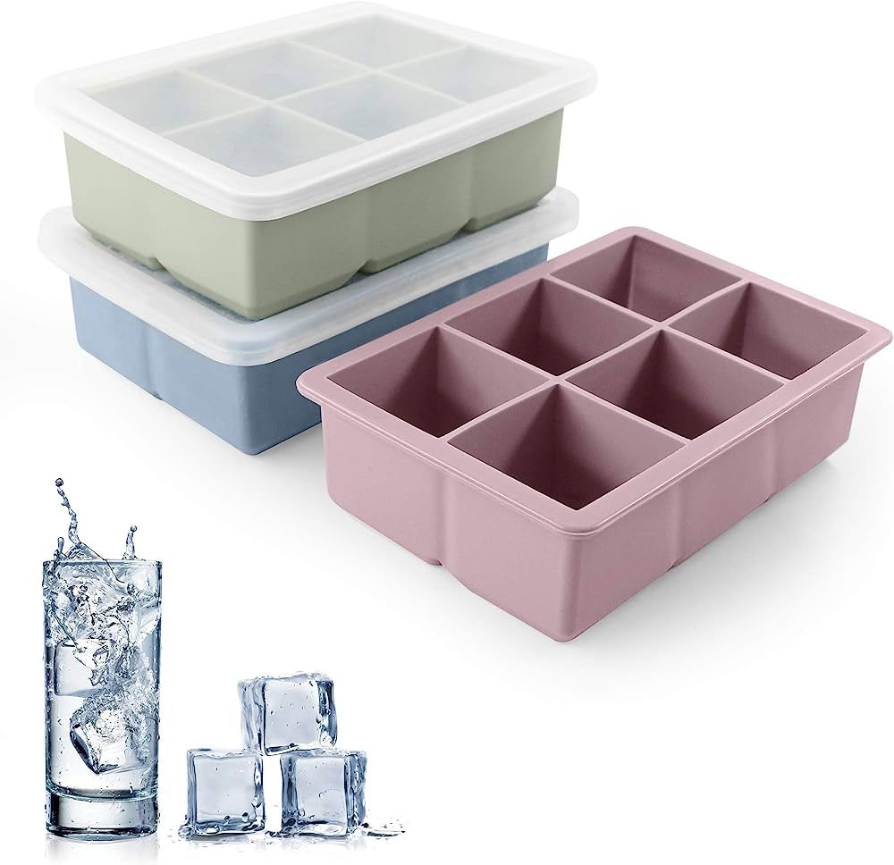 Silicone Ice Cube Trays 3 Pack - Large Size Silicone Ice Cube Molds with Leak Proof Removable Lid... | Amazon (US)