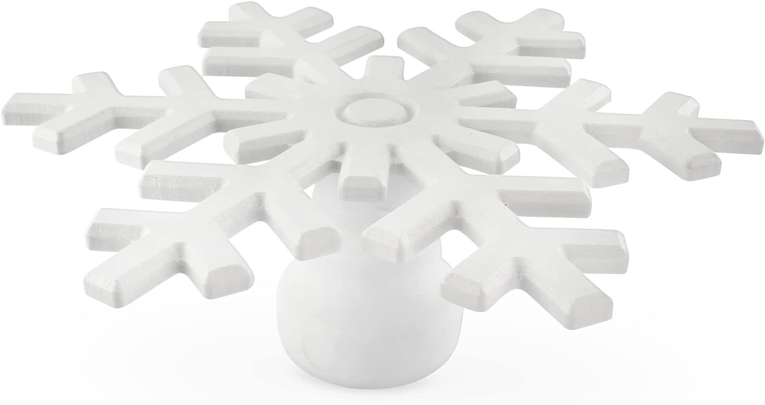 AuldHome Snowflake Cake Stand, White Wooden Rustic Pedestal Cake Serving Plate | Amazon (US)