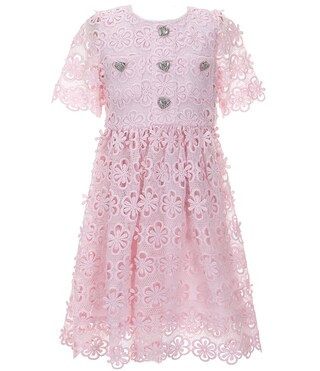 GB Social Big Girls 7-16 Short Sleeve Floral Lace Dress | Dillard's | Dillard's