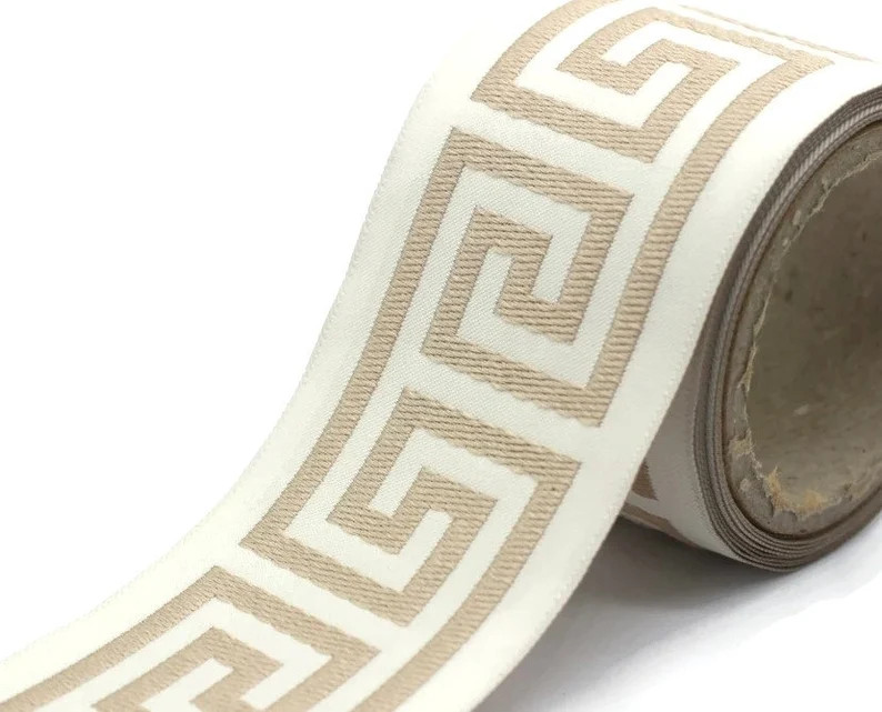 Classic Greek Key Trimmed Curtains, Color Options - Etsy | Etsy (Global)