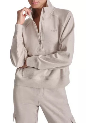DKNY Sport Women's Embroidered Logo Half Zip Pullover with Kanga Pocket, Small | Belk