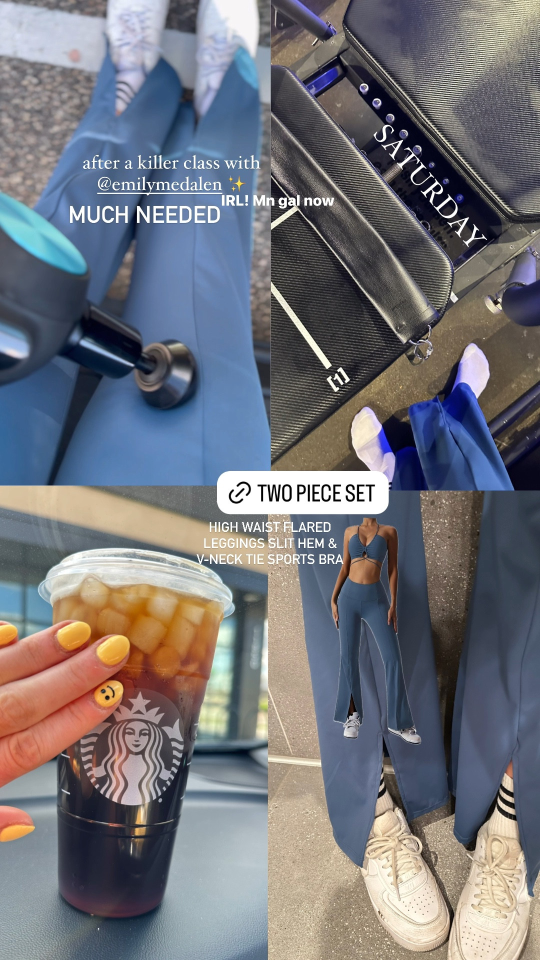 Saturday workout 
Solidcore 
Theragun muscle recovery 
Spring nails 
Amazon yoga flare set with strappy top 

#LTKActive #LTKfindsunder100 #LTKfitness