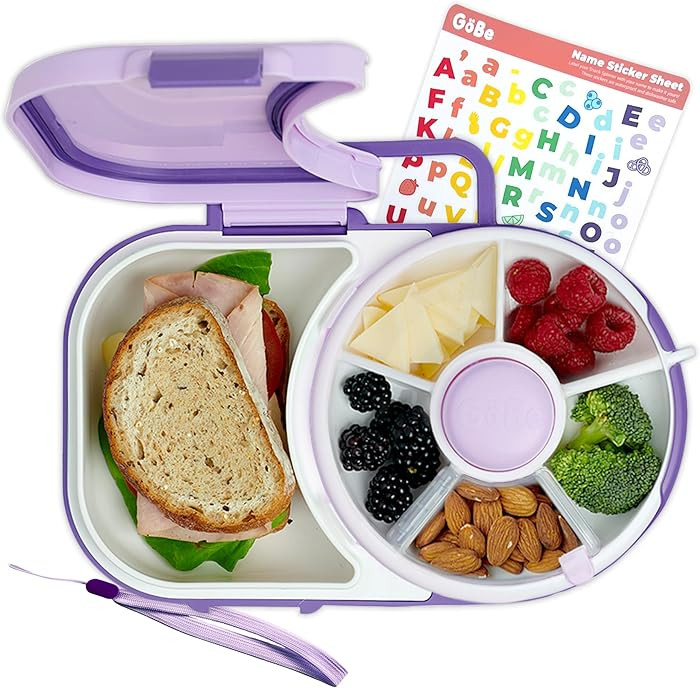 GoBe Kids Lunchbox with Small Snack Spinner Flip - Bundle with Hand Strap & Sticker Sheet, 2-in-1... | Amazon (US)