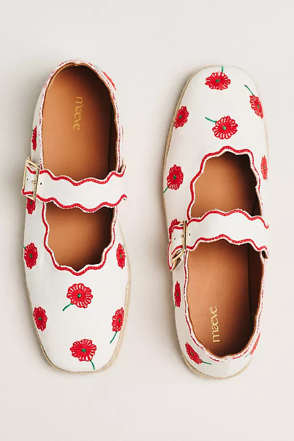 Scalloped Edge Espadrille Mary Jane Flats | Anthropologie (US)