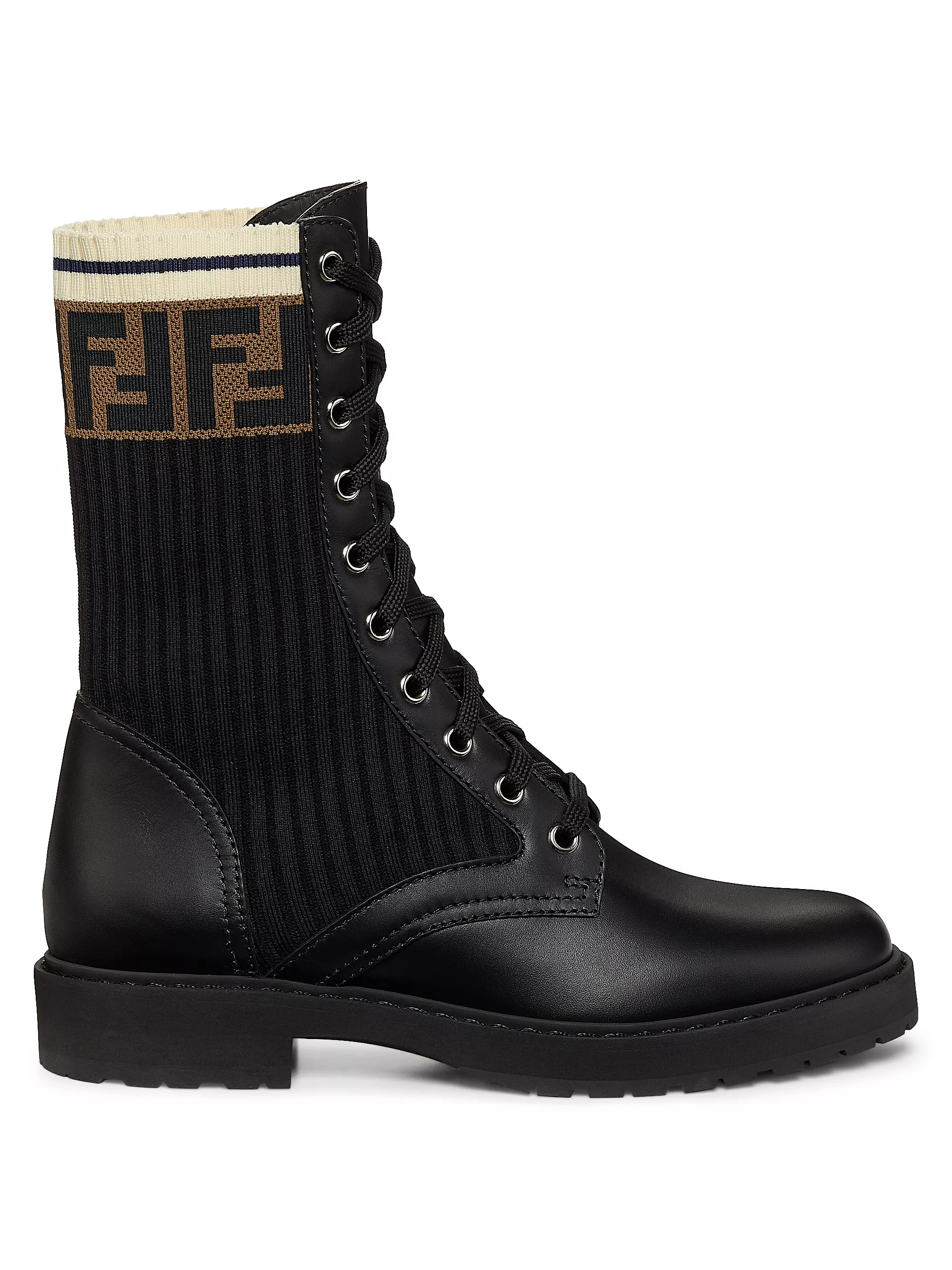 Rockoko Leather & Knit Combat Boots | Saks Fifth Avenue