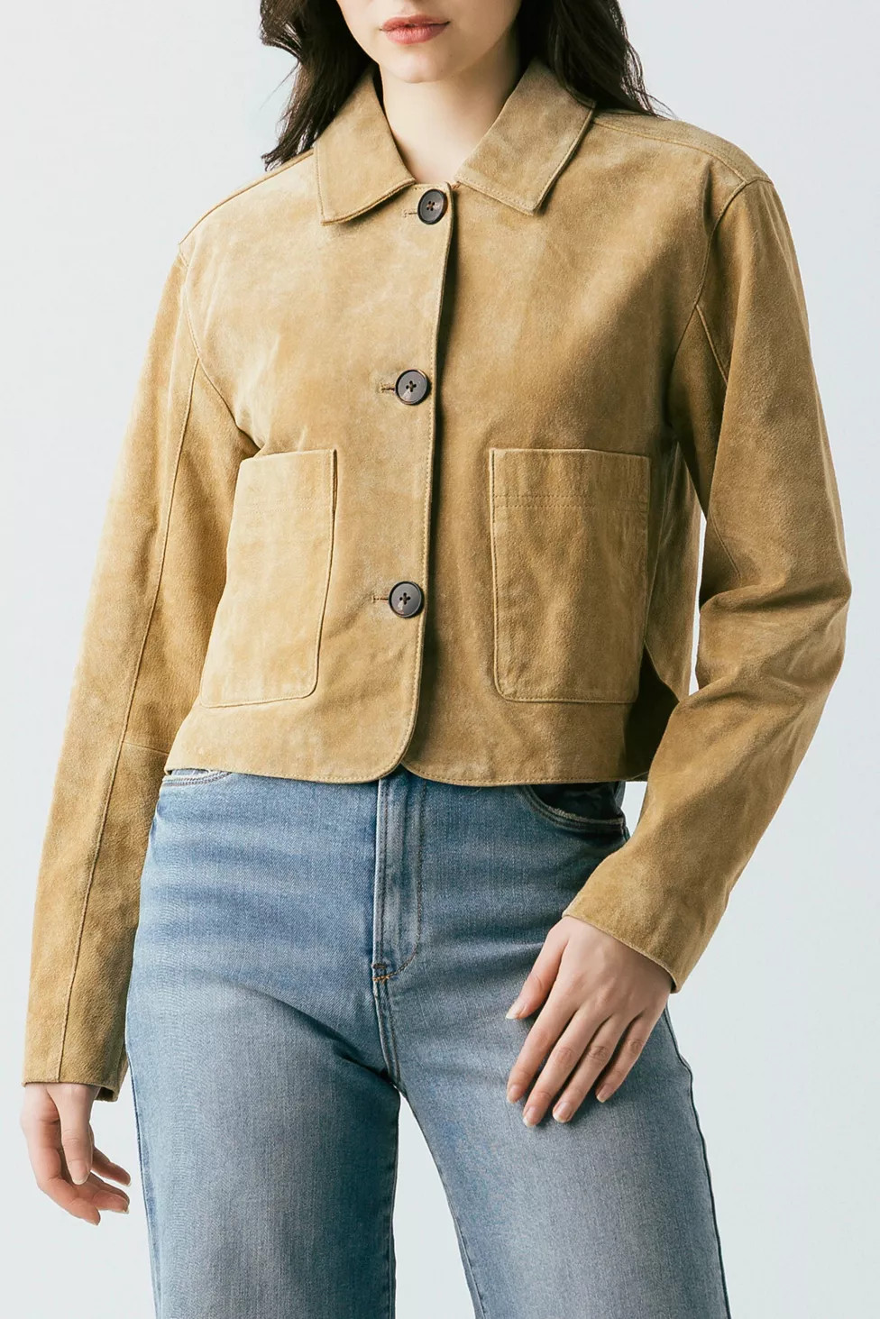 BLANKNYC Cinnamon Crunch Cropped Suede Jacket | Urban Outfitters (US and RoW)
