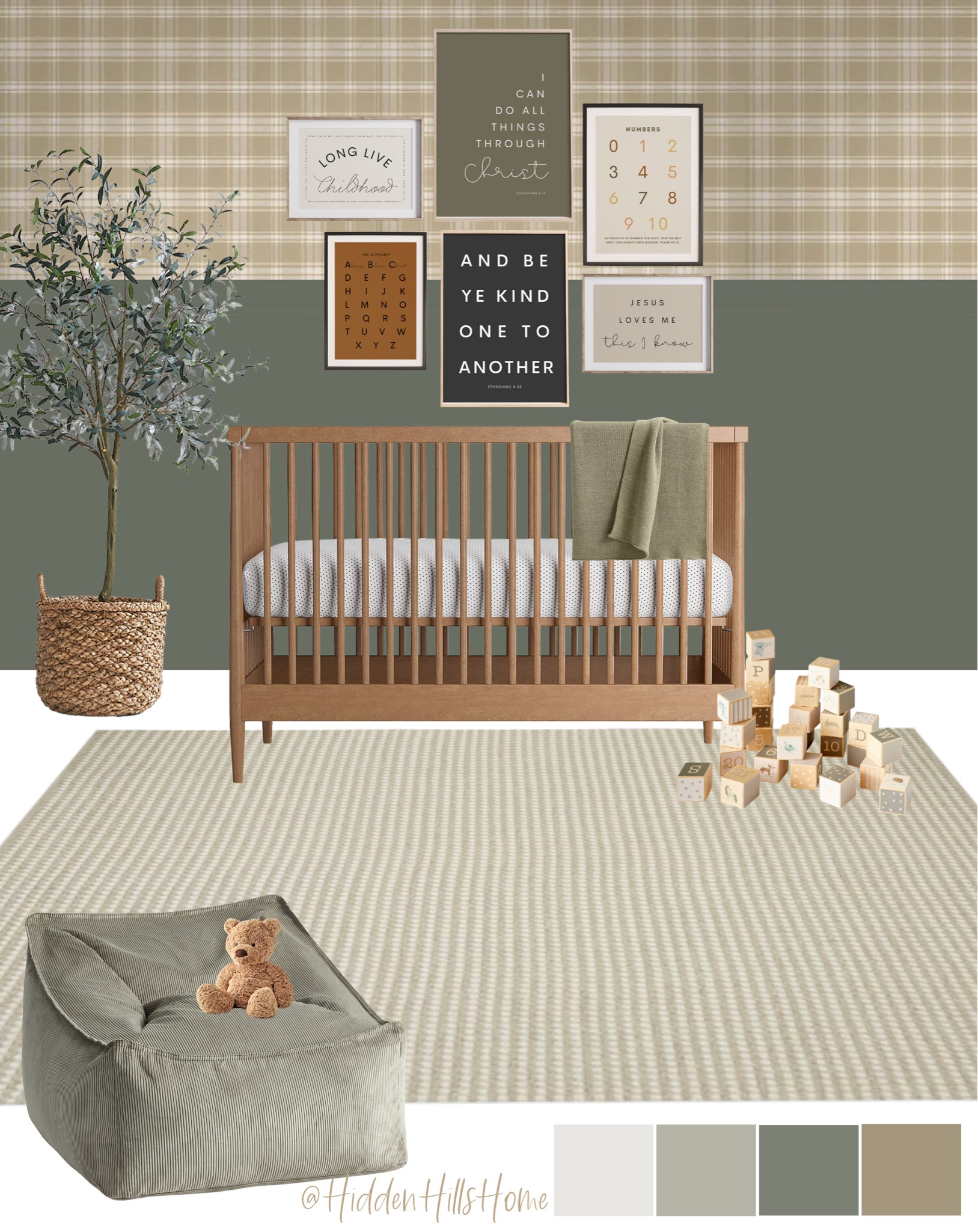 Nursery decor ideas, nursery mood board, baby boys room, crib, nursery inspiration #nursery 
Wall color is SW Rosemary 

#LTKSaleAlert #LTKHome #LTKBaby